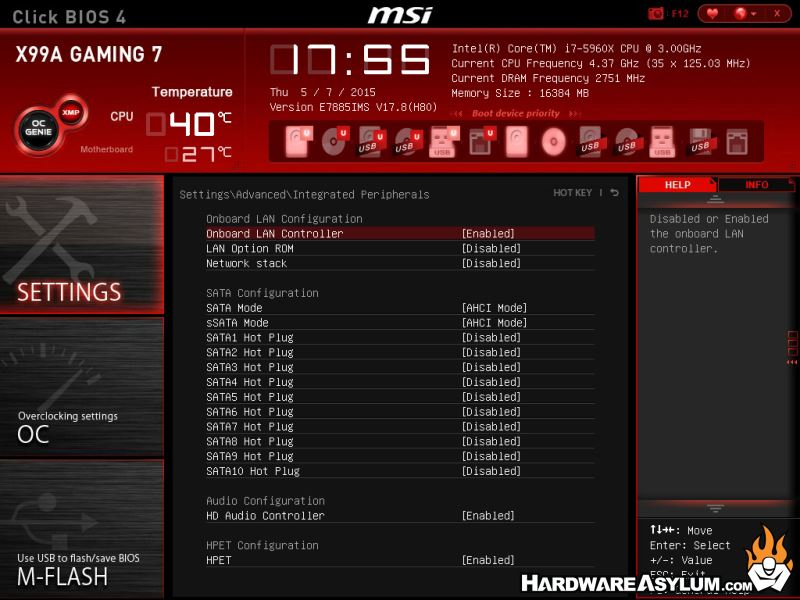 MSI X99A Gaming 7 Motherboard Review - UEFI Features | Hardware Asylum