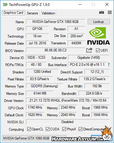 Gigabyte GTX 1060 Xtreme Gaming 6GB Video Card Review - Overclocking the 1060 Xtreme Gaming | Hardware Asylum