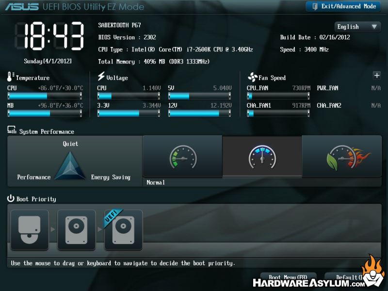 Asus Sabertooth P67 Motherboard Review - UEFI Features | Hardware